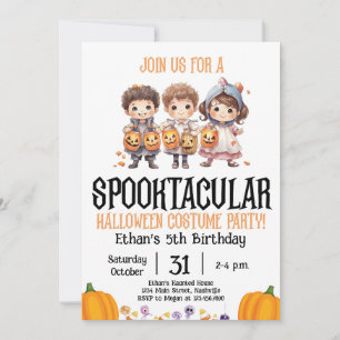 Halloween Costume Party Birthday Kids Party Inbjudningar