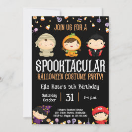 Halloween Costume Party Birthday Kids Party Inbjudningar