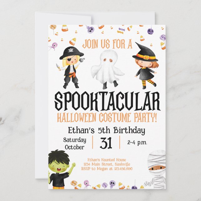 Halloween Costume Party Birthday Kids Party Inbjudningar (Framsida)