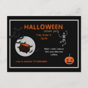 Halloween Costume Party Black och Orange Inbjudan Vykort
