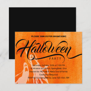 Halloween Costume Party Calligraphy Stil Brev Inbjudningar
