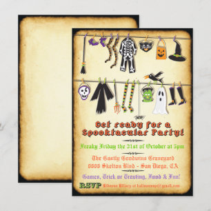 Halloween Costume Party Clothesline-inbjudan Inbjudningar