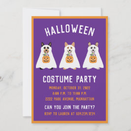 Halloween Costume Party Corgi Ghost Hundar Inbjudningar