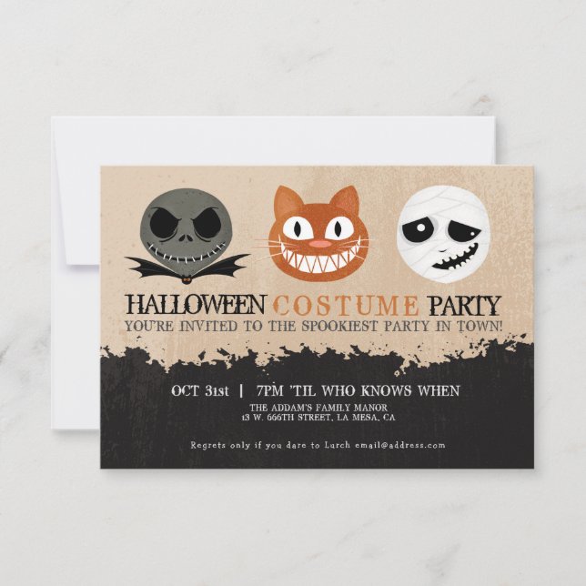 Halloween Costume Party Cute Masks-inbjudan Inbjudningar (Framsida)