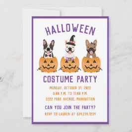 Halloween Costume Party Fransk Bulldog Pumpkin Inbjudningar
