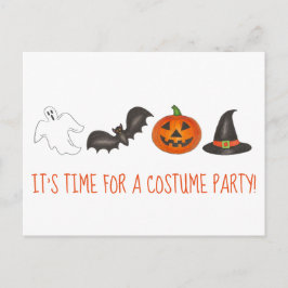 Halloween Costume Party Ghost Witch Pumpkin Fladde Inbjudan Vykort