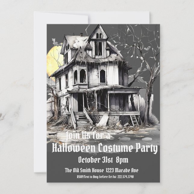 Halloween Costume Party, Haunted House Inbjudningar (Framsida)