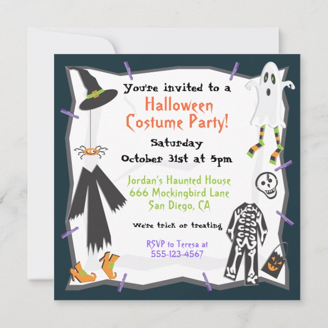 Halloween Costume Party-inbjudan Inbjudningar (Baksida)