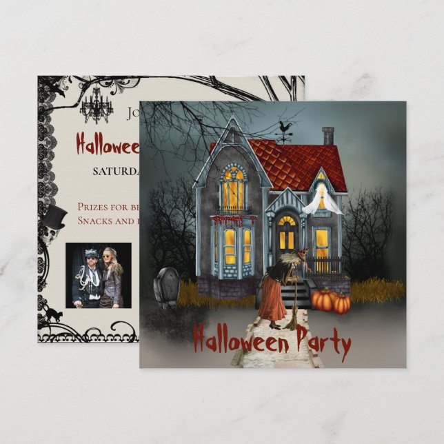 Halloween Costume Party-inbjudan Inbjudningar (Fram/baksida)