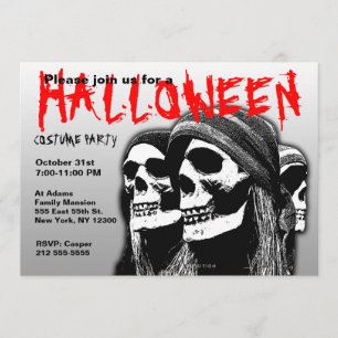 Halloween Costume Party-inbjudan Pirat Skull Inbjudningar