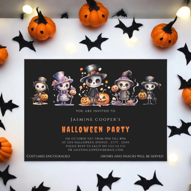 Halloween costume party inbjudningar (childrens halloween costume party invitation fully editable and downloadable )