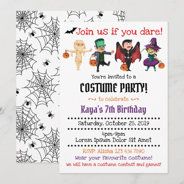 Halloween Costume Party-inbjudningar Inbjudningar (Fram/baksida)