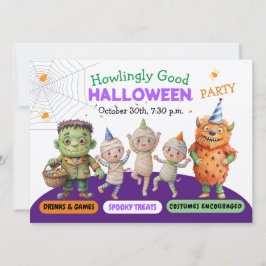 Halloween Costume Party Monsters pooky roligt Danc Inbjudningar
