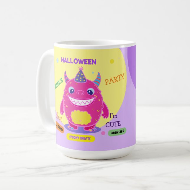 Halloween Costume Party Monsters pooky roligt Danc Kaffemugg (Framsida vänster)