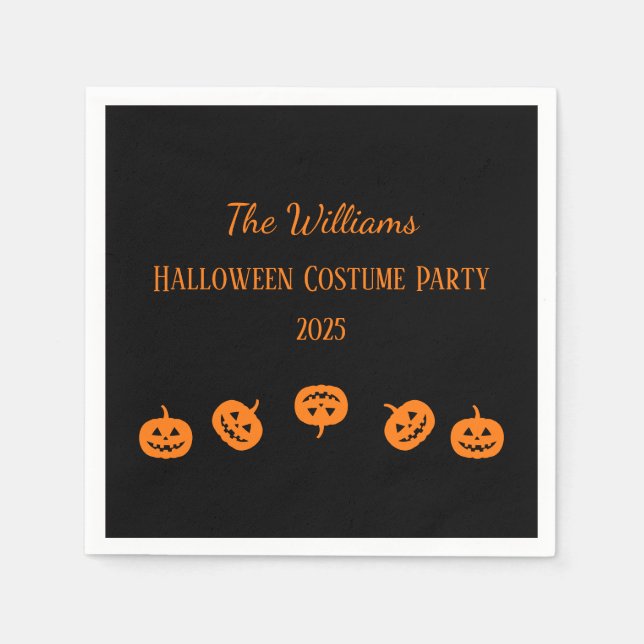 Halloween Costume Party Orange Pumpkins Papper Pappersservett (Framsidan)