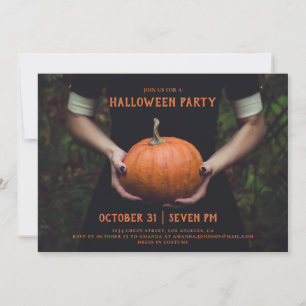 Halloween Costume party. Pumpkin. Black tonåringar Inbjudningar