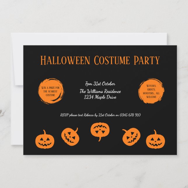Halloween Costume Party Pumpkin-inbjudan Inbjudningar (Framsida)