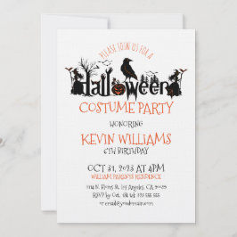 Halloween Costume Party SpookyHalloween Typography Inbjudningar