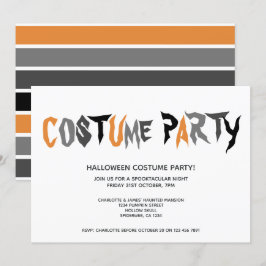 Halloween Costume Party Stripe Mönster Inbjudningar