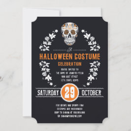 Halloween Costume Party Sugar Skull-inbjudningar Inbjudningar