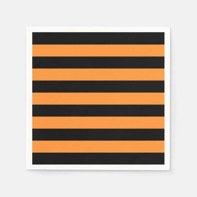 Halloween Costume party. Svart och orange rand Pappersservett (Framsidan)