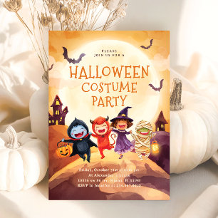 Halloween Costume Party Trick Treat Kids Inbjudningar
