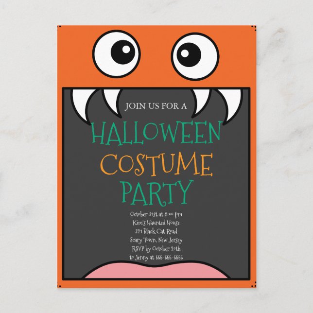 Halloween Costume Party Vykort (Framsida)