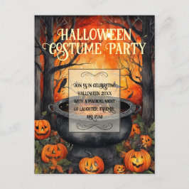 Halloween Costume Party Watercolor Inbjudan Vykort