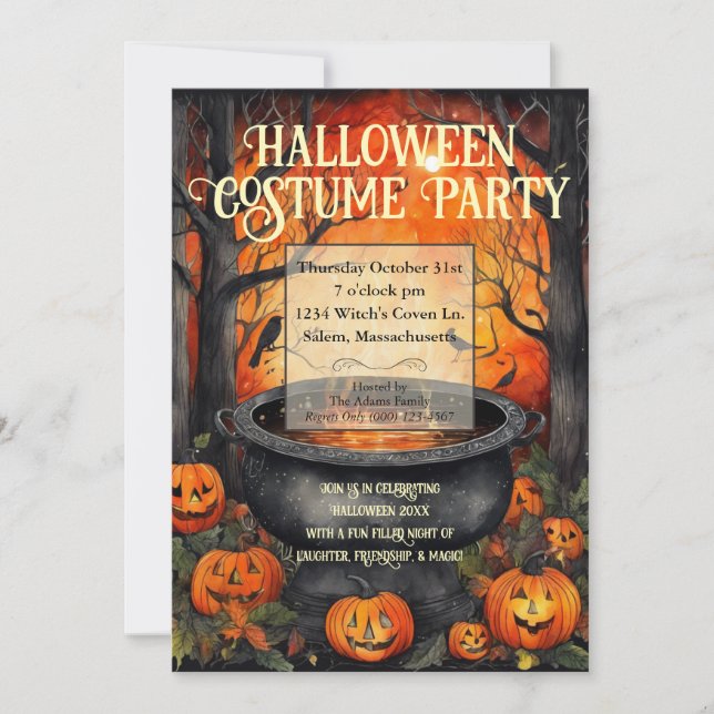 Halloween Costume Party Watercolor Inbjudningar (Framsida)