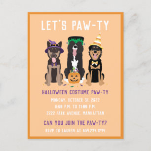 Halloween Costume Pawty Hundar Inbjudan Vykort
