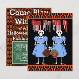 Halloween Costume Pickleball Party Horror Twilling Inbjudningar