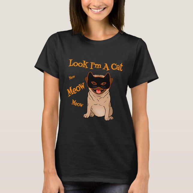 Halloween costume pug hund Tshirt Funny Pug Älskar T Shirt (Framsida)
