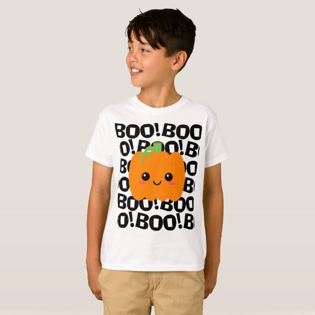 Halloween Costume Pumpkin, "Boo tiful" Kids T Shirt (Hel framsida)