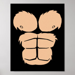 Halloween Costume Roligt Monkey Gorilla Chest Kost Poster