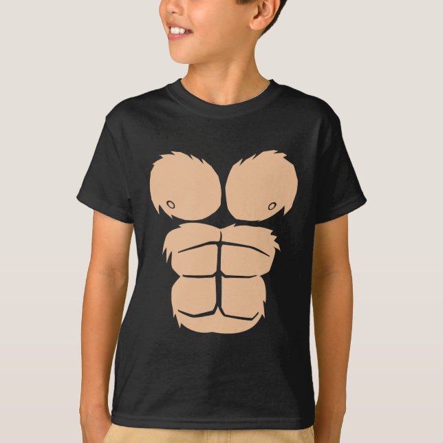 Halloween Costume Roligt Monkey Gorilla Chest Kost T Shirt (Framsida)