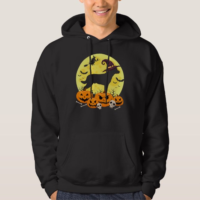 Halloween Costume Rottweiler Witch Hat Hoodie (Framsida)