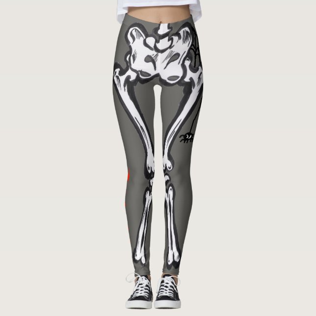Halloween Costume Scary Skeloton Cust. Koppling Leggings (Framsida)