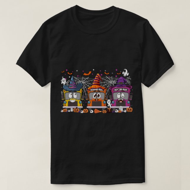 Halloween Costume School Buss Driver Lycklig Hallo T Shirt (Design framsida)