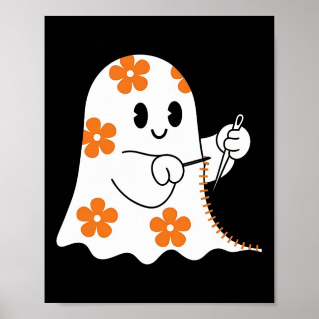 Halloween Costume Sewing Ghost Boo Funny Sewing Lo Poster (Framsidan)