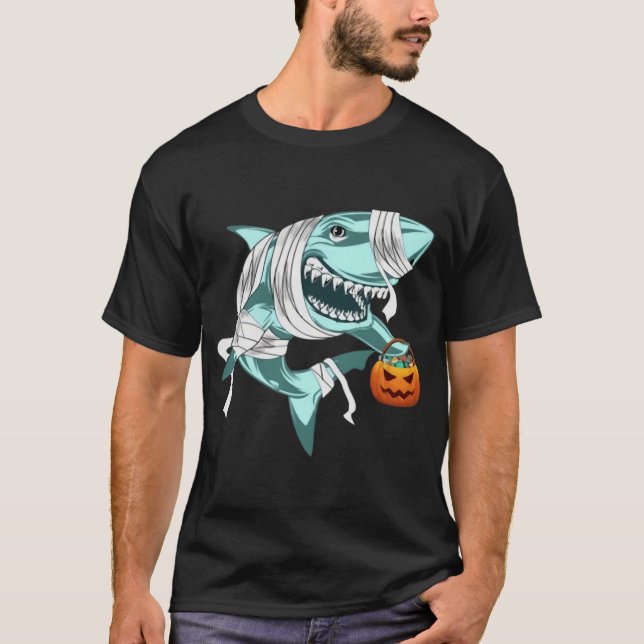 Halloween Costume Shark Pumpkin Spooky Nightmare  T Shirt (Framsida)