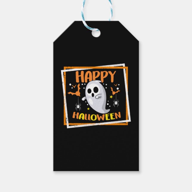 Halloween Costume Shirt, Happy halloween Ghost Presentetikett (Framsidan)