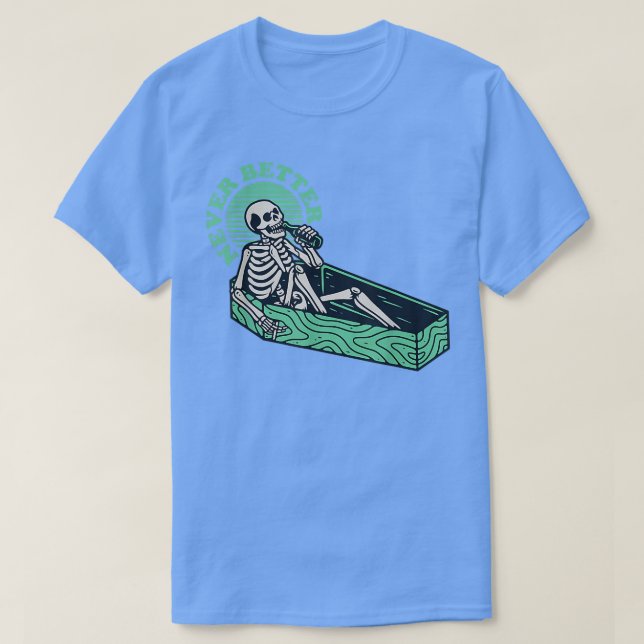Halloween Costume Skeleton Drinking Horror För man T Shirt (Design framsida)