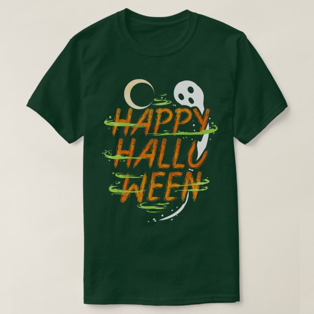 Halloween Costume Spirit Ghost Måne Önskemål Lyckl T Shirt (Design framsida)