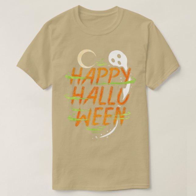 Halloween Costume Spirit Ghost Måne Önskemål Lyckl T Shirt (Design framsida)