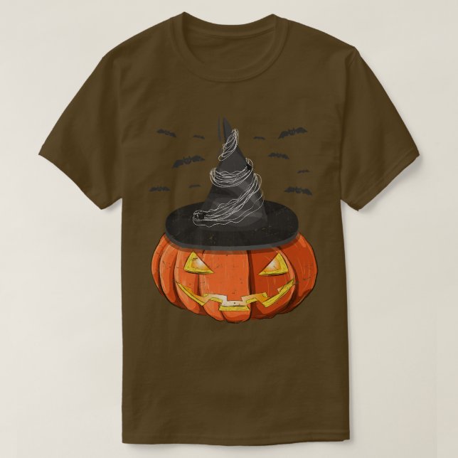 Halloween Costume Spooky Jack o lantern Witch Hat T Shirt (Design framsida)