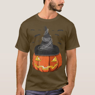 Halloween Costume Spooky Jack o lantern Witch Hat T Shirt