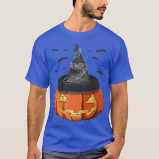 Halloween Costume Spooky Jack o lantern Witch Hat T Shirt