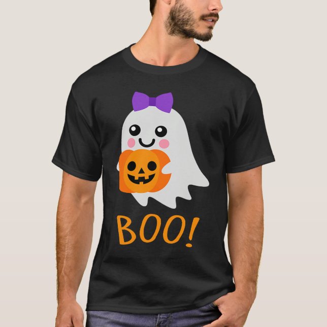 Halloween Costume  Sweet Ghost Jack o Lantern T Shirt (Framsida)