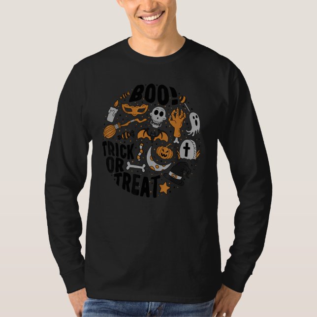 Halloween Costume Trick Or Treat Witchy Skull Cott T Shirt (Framsida)