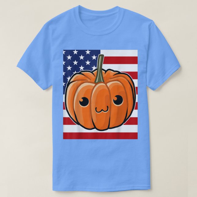 Halloween Costume USA flagga Kawaii Pumpkin Ansikt T Shirt (Design framsida)